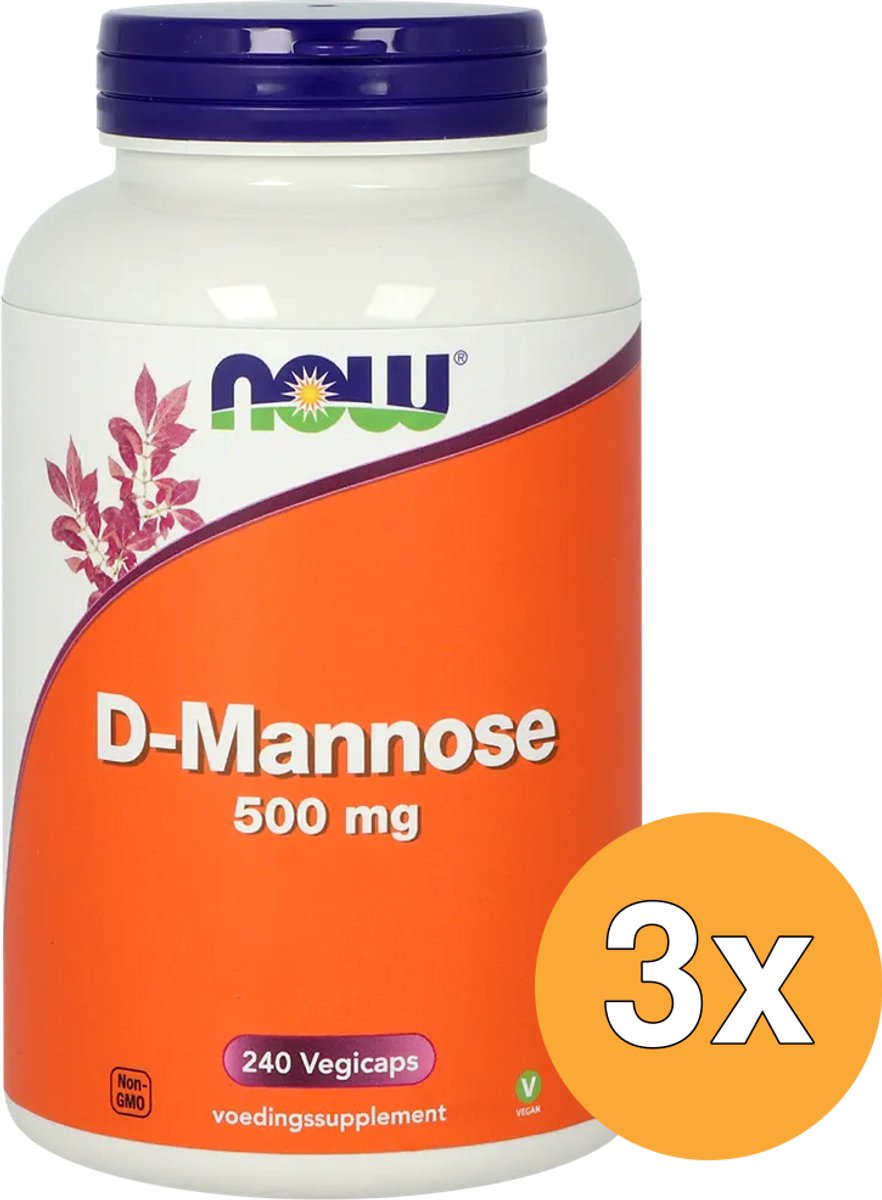 3x Now D-Mannose 500mg (240 vega capsules)
