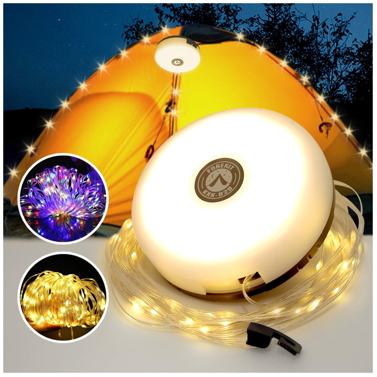 Camping Lichtsnoer 10 m - Opvouwbare LED Sfeerverlichting - USB Oplaadbaar - 5 Lichtstanden - Waterdicht - Voor Camping, Tuin, Terras & Decoratie