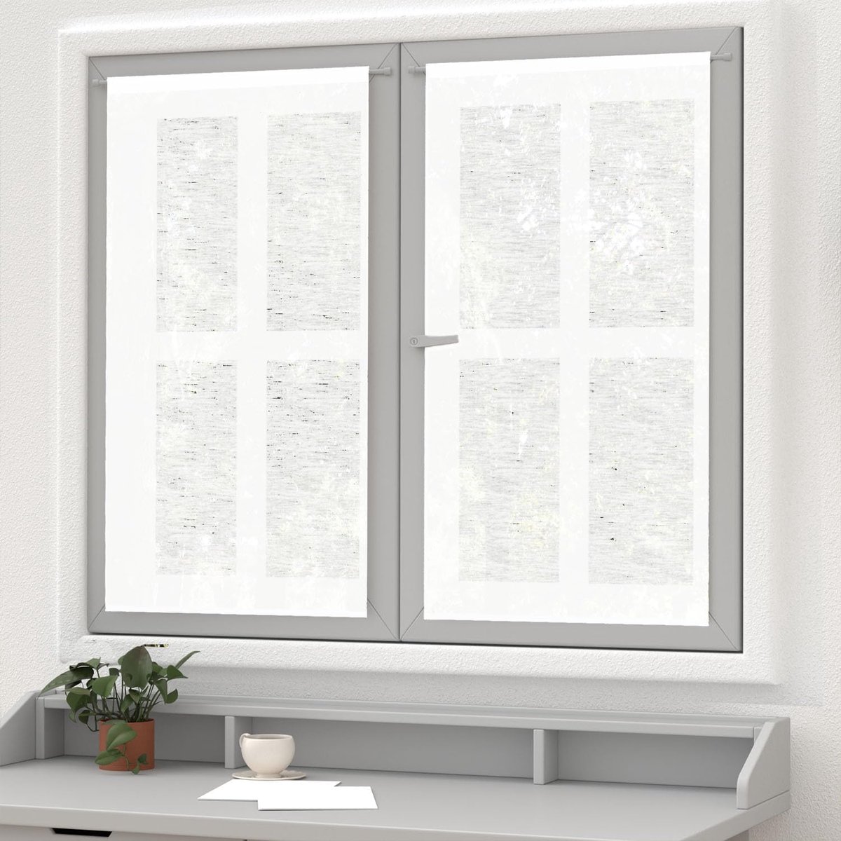 Gordijnen Bise-bise - Raambekleding - Woonkamer Decoratie - Linnen Polyester Mix - 60x120 cm - Wit