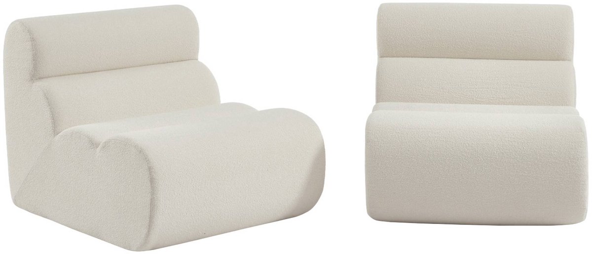 sweeek - Set van 2 stoffen fauteuils getextureerde bouclé 1 zitplaats - nova