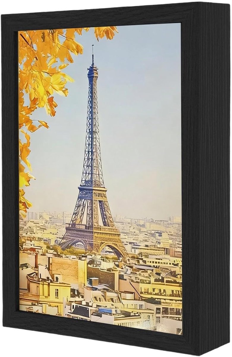 Wandkluis - Houten kist - Veilig opbergen - Framedesign - 23 x 16 cm - Zwart