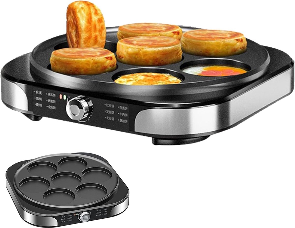 Elektrische Crêpemaker Pannenkoekenpan Snelle Maaltijden Instelbare Temperatuur 40cm Diameter Zilver