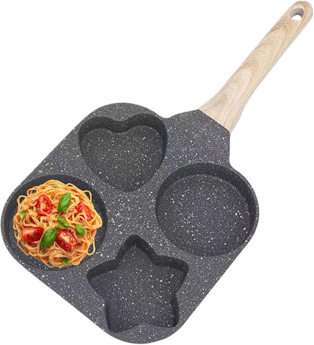 Omelet Pan - Ontbijt Vorm - Ontbijt Maken - Vier Vormen - 18 cm - Zwart