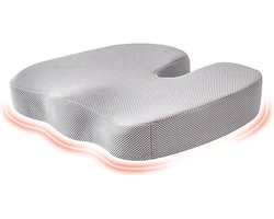 Autostoelkussen Traagschuim - Stoelverhoger Volwassenen - Comfortabel Autorijden - Ergonomisch Ontwerp - 45 x 35 x 7 cm - Grijs