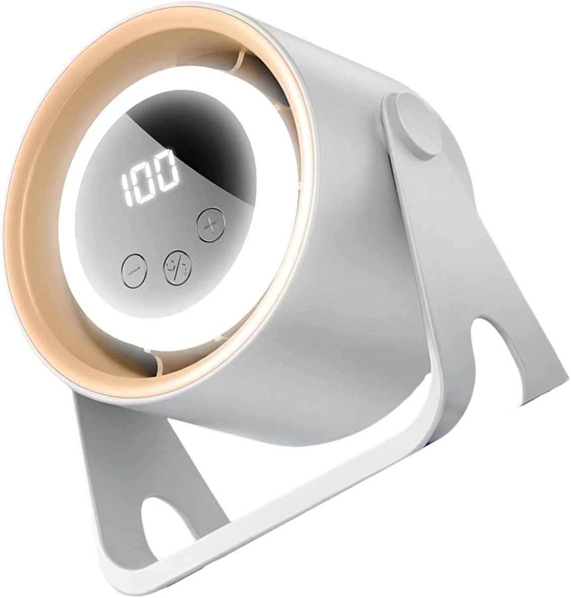 Bureauventilator – Tafelventilator – Stille, draagbare USB-ventilator – Met ledverlichting – Digitaal display – Kleine bureauventilator – Wit