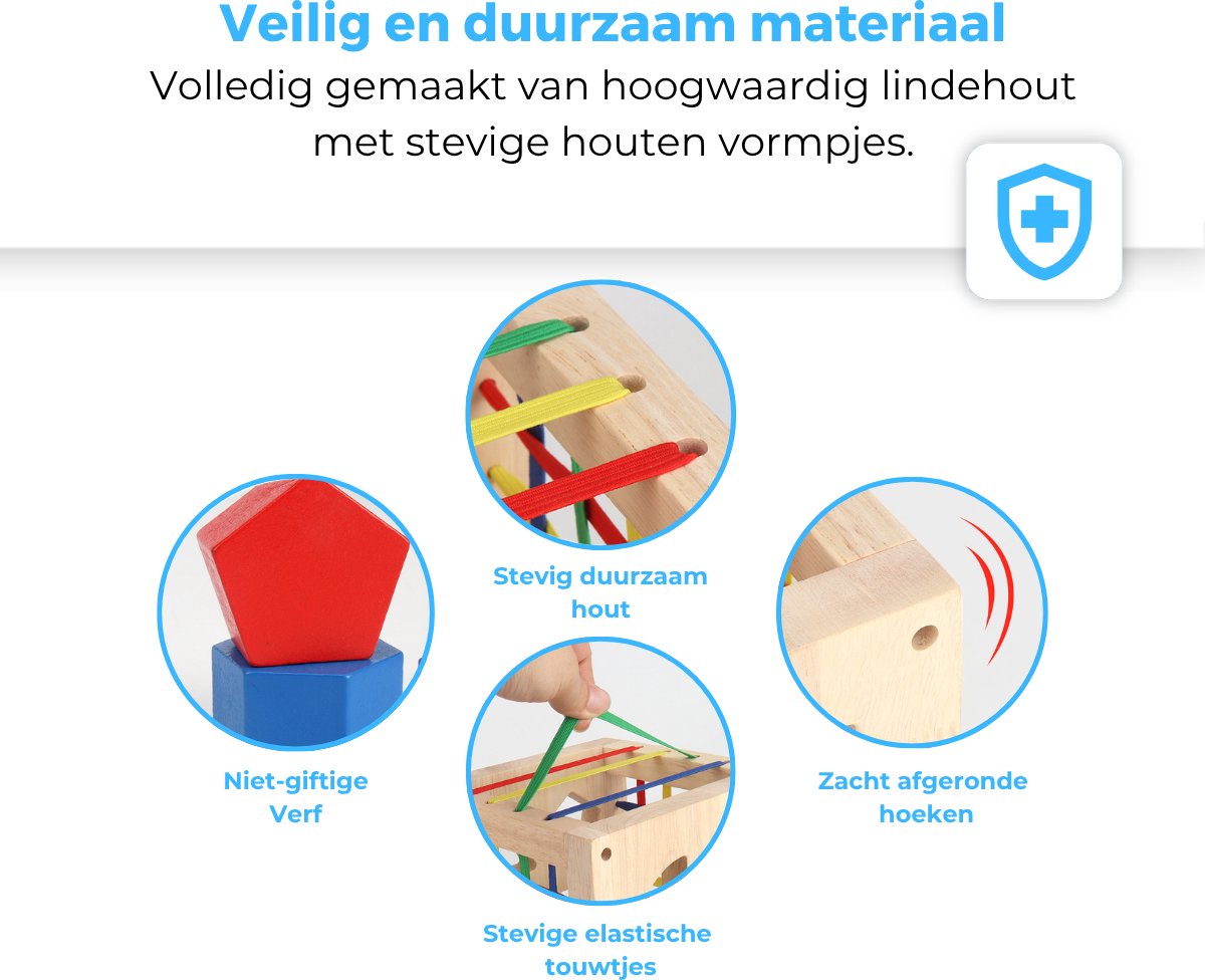 Mauzek® Houten Activiteiten Kubus – Montessori Speelgoed – Houten Speelgoed – Blokkendoos – Speelkubus – Sensorisch Speelgoed – Educatief Speelgoed – Vormenstoof – Peuter Speelgoed – Jongens – Meisjes – 1 jaar – 2 jaar –3 jaar –4 jaar — afbeelding 6