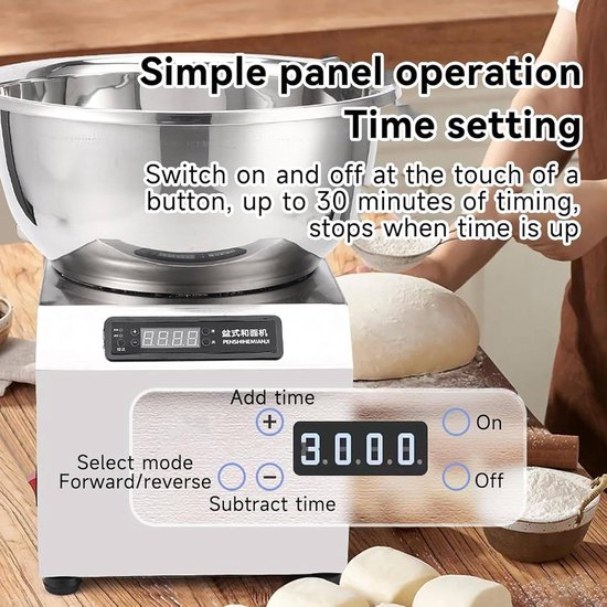 Elektrische Mixer - Deegmachine Keuken - Bakken Deeg Maken - Krachtige Kneedfunctie - 5kg/8kg Capaciteit - Zilver — afbeelding 2