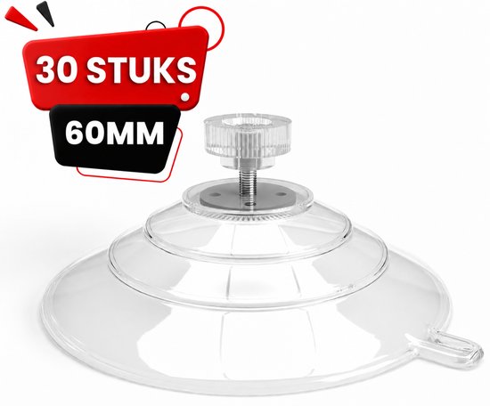 30 x Ventouse 60 mm avec pas de vis M4x10 + écrou transparent