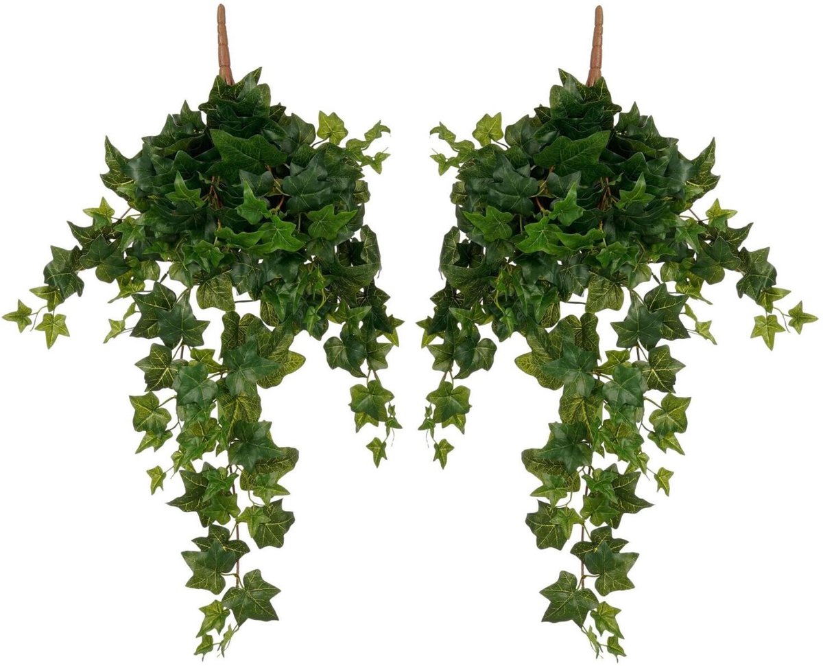 Mica Decorations Hedera klimop kunstplant - 2x - groen - hangplant - L25 x B25 x H80 cm - Kunstplanten/nepplanten