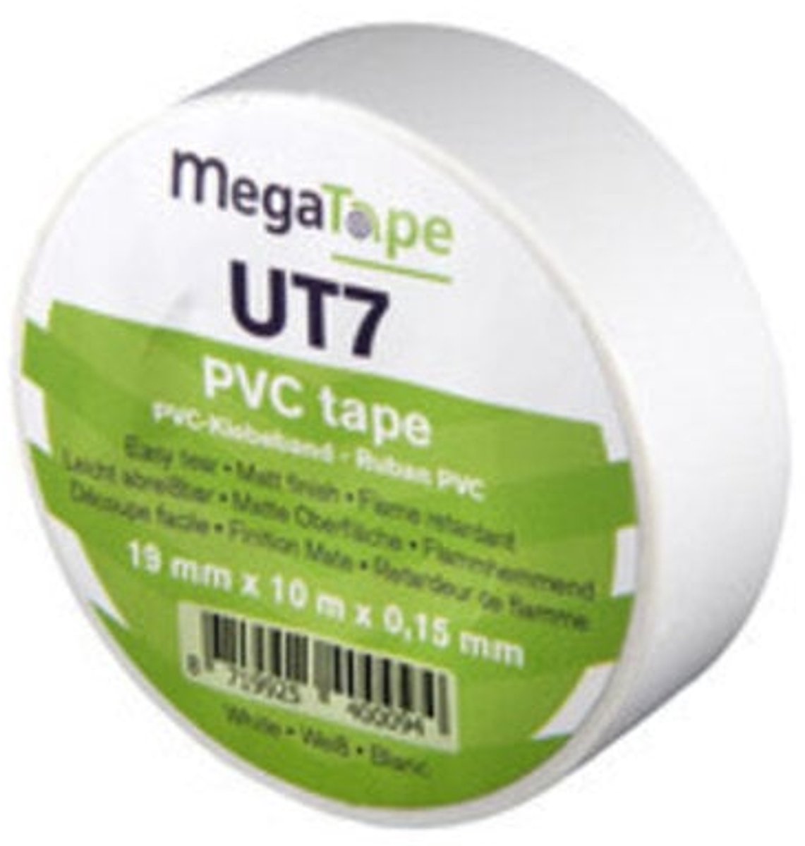 Megatape UT7 PVC tape 19 mm x 10 mtr - wit