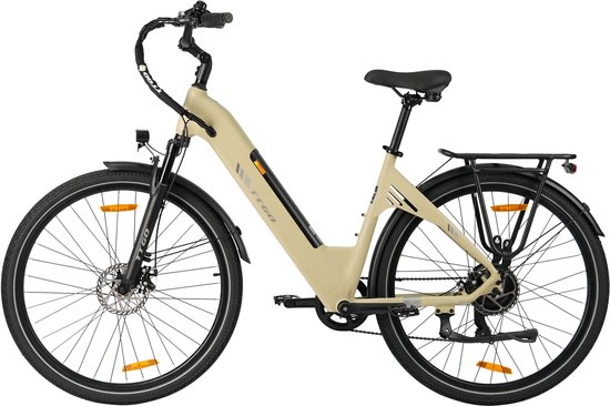 Elektrische Fiets TTGO C3 - 36V 18AH Accu - Actieradius Tot 120 Km - Aluminium Lage Instapframe - 28×2.0 Inch Wielen - Shimano 7 Versnellingen - Mechanische Schijfremmen - LCD Display - Elektrische Stadsfiets - Geel