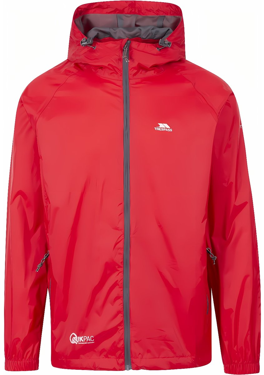 Trespass regenjas Qikpac Jacket Unisex opvouwbare jas Tp75 Rood