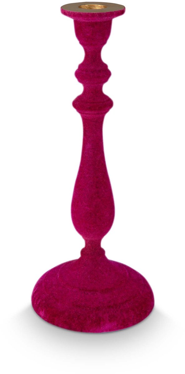 Pip Studio - Pip's Deerest Darling - Kandelaar - Fluweel - Metaal - Donkerrood - 11 x 27 cm
