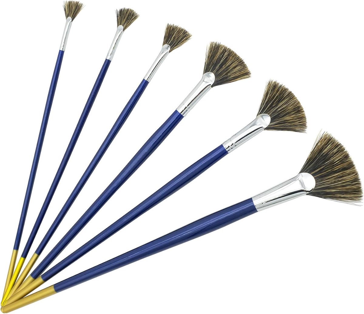 Borstels met wilde zwijnenharen voor acryl & olie of aquarel schilderen kunstenaars set, 6 stuks kwast natuurlijk haar professionele penseel met lange houten steel
