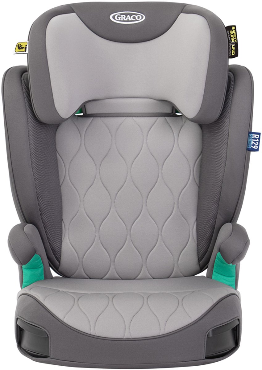 Graco Affix i-Size R129 Autostoeltje - Iron - ISOFIX zitverhoger met rugleuning - van 100 tot 150 cm (ca. 3,5 tot 12 jaar)