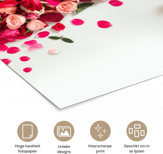 Poster 50x50 cm - Rozen - Parfum - Bloemen - Posters - Kamer decoratie - Wanddecoratie woonkamer - Muurdecoratie slaapkamer