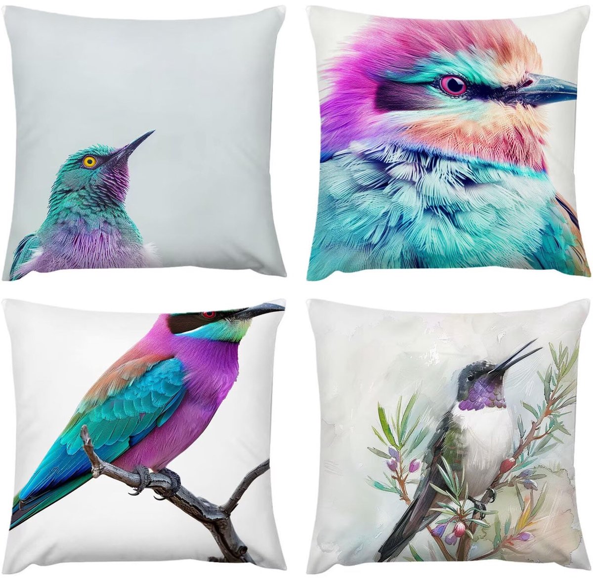 kussen, 50 x 50 cm, kussensloop, outdoor, waterdicht, vogelkleur, kussen, 50 x 50 cm, set van 4, verborgen rits, bankkussen, decoratief kussen, decoratief, tuin, bank, woonkamer, bed, C-391