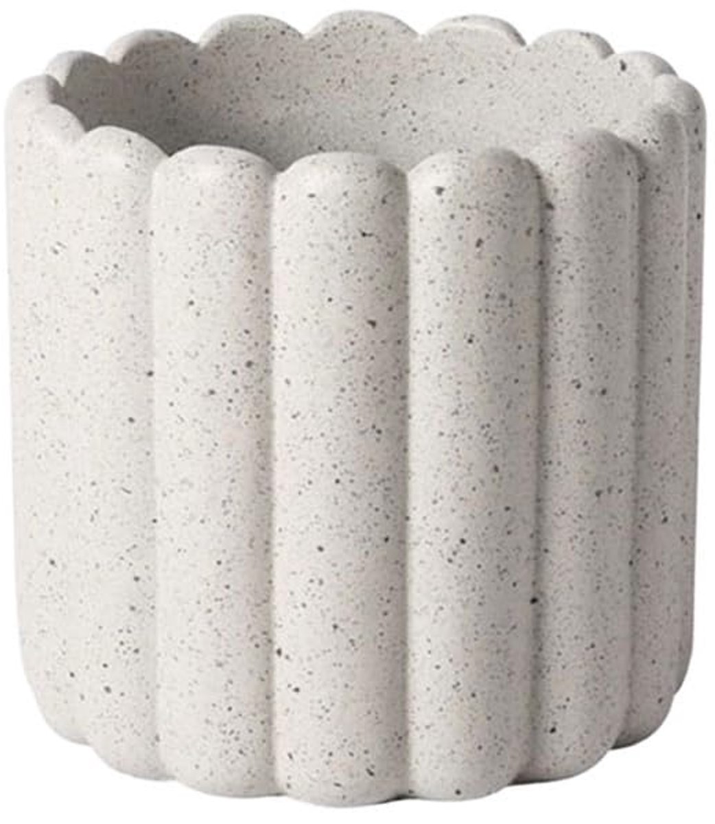 Creativiteit Verticale Streep Bloempot met Spuitstippen Cementen Plantenbak for Binnen en Buiten(Groot)