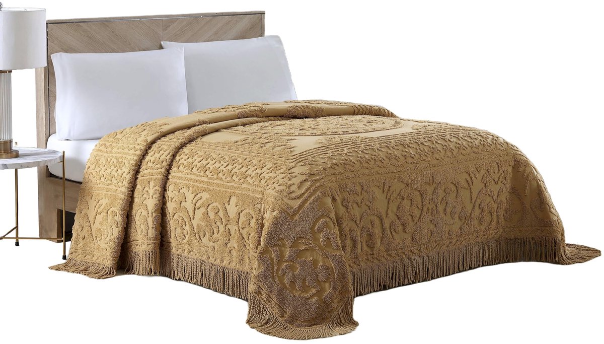 Home Fashions Sprei, Chenille, Goud, Koningin