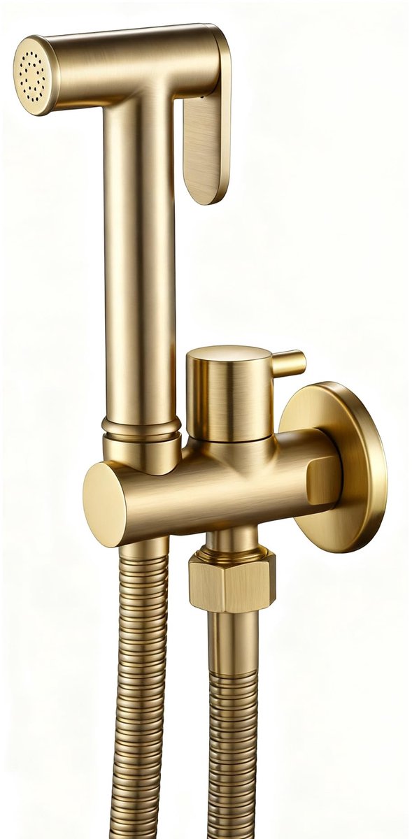 bidet-sproeier geborsteld goud, koud water bidet draagbare wandkit messing handdouche voor bidets hand met slang en houder, voor persoonlijke hygiëne douche badkamer toilet