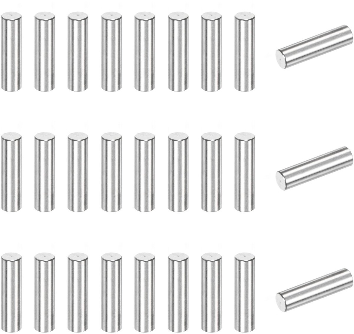 METERXITY 50-pack stekkers 2,5 x 10 mm, 304 roestvrij staal bevestigingselement voor metalen apparaten/projecten van hout, cilindrische stekker voor planken [zilverkleur]