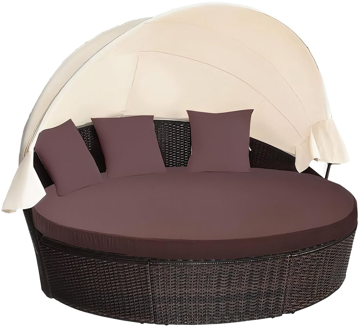 Kussenhoes, 167 cm vervangende Daybedhoes met elastische band, zonnebed kussensloop, buiten rond bedkussen, alleen hoes (dagbed niet inbegrepen), bruin