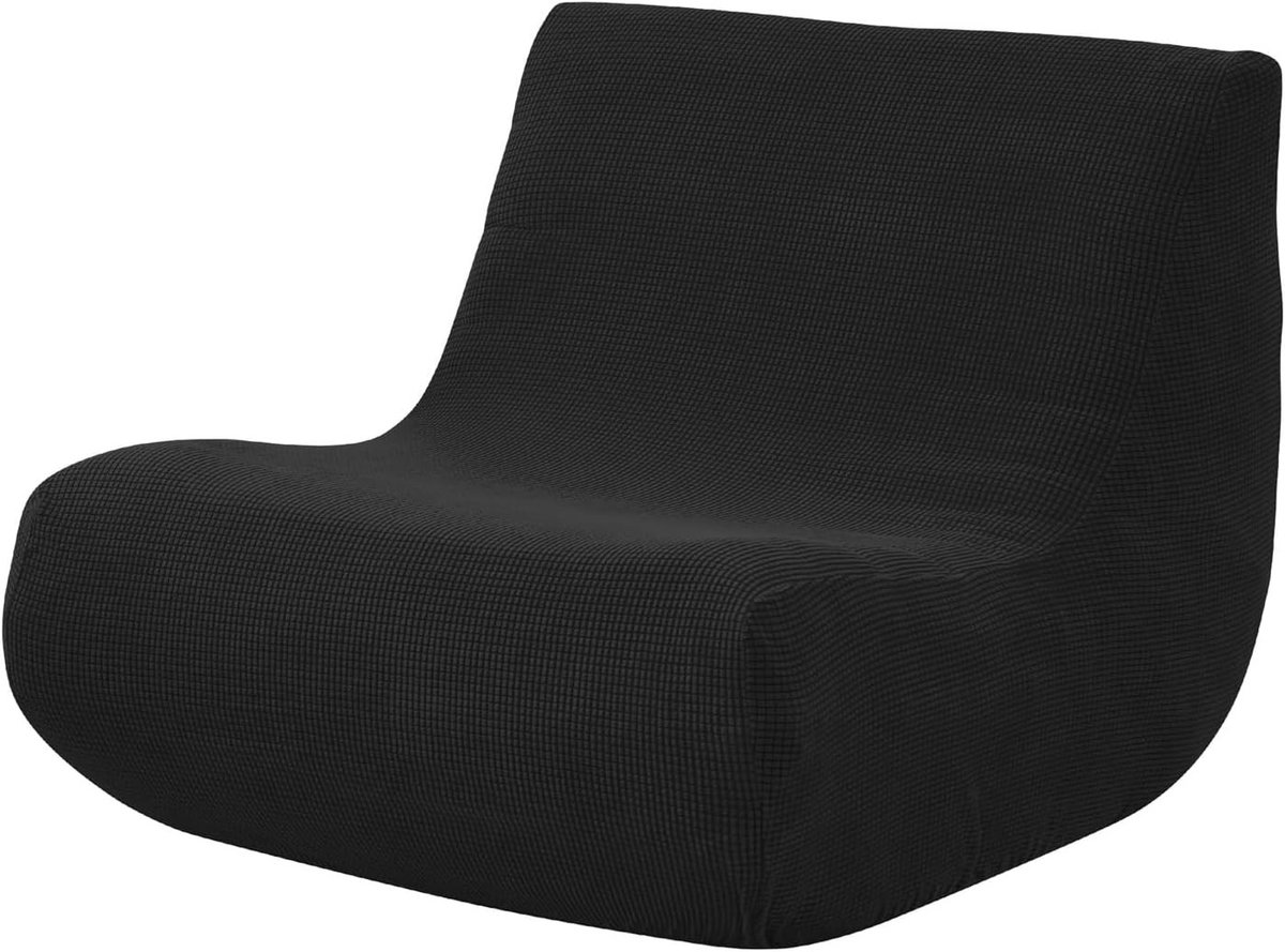 Elastische Jacquard Sofa Cover zonder Armleuningen, Vlekbestendig en Antislip voor Woonkamer, Eenvoudig Zwart, Geschikt voor 1-Zits Bank