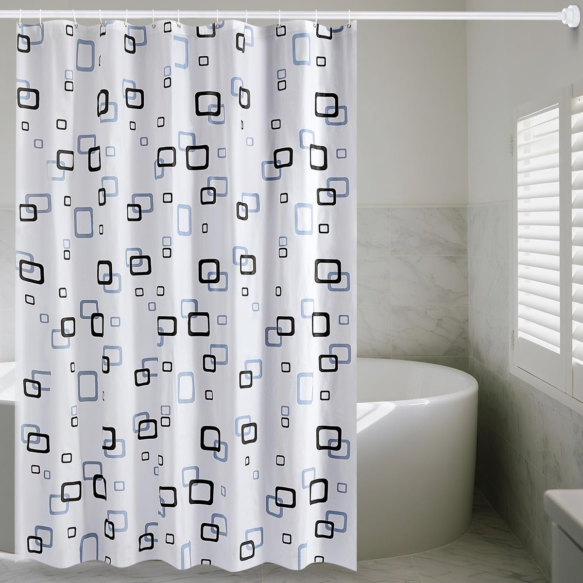 Douchegordijn 200/220/240cm Drop - Antimold en waterdicht Semitransparent PEVA douchegordijn met vierkant patroon voor natte ruimte, badkamergordijnen (200x200)