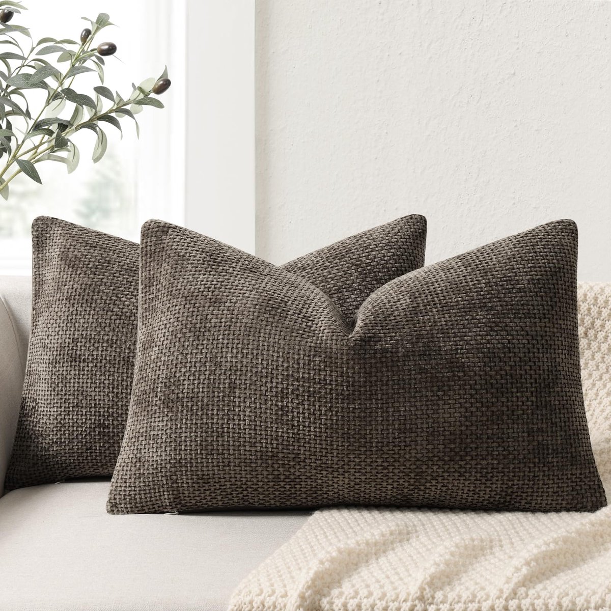 Kussensloop 30x50 Set van 2 Chenille Kussenslopen, Sofa Kussenhoezen, Decoratieve Kussens, Zachte Sofa Kussenhoezen voor Bank Bed en Woonkamer, Huisdecoratie Luxe Decoratieve Kussenhoezen