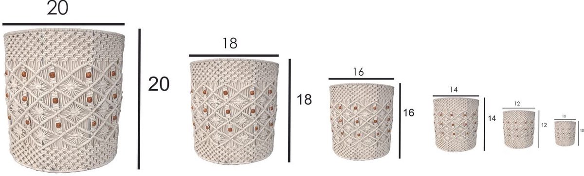 Opbergmand voor decoratie, badkamer, keuken opslag, home decor, speelgoed 20|18|16|14|12|10 inch (Pack van 6 st Set)