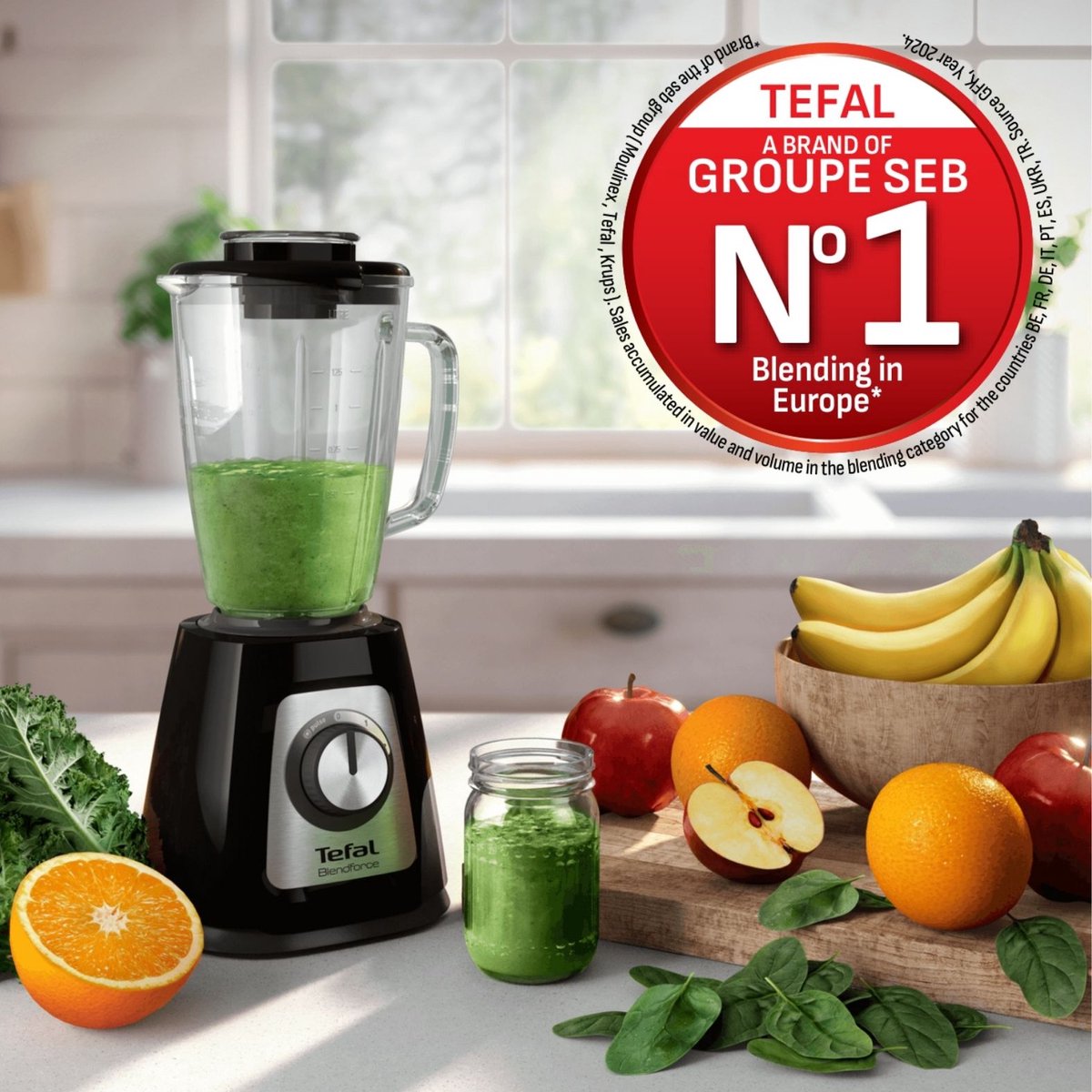 Tefal BlendForce II BL4358 - Blender - 1.25L - Smoothie Maker - Pulse Functie - Glazen Kan - 800W – foto 3