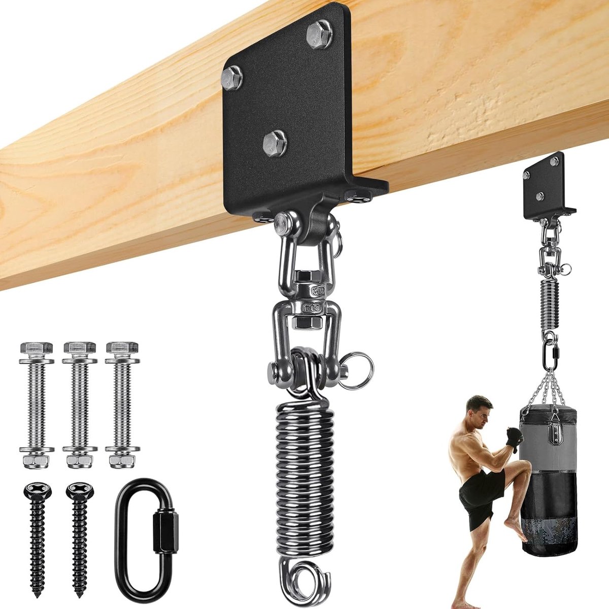 Bokszakhanger, Bokszakbeugel Beam Mount Draaibaar Zware tas Ophanghaak Hardware voor Snelheidsoefening Muay Thai Training Schommel Hangmatstoel