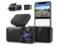 4K Dashcam Auto met Achtercamera 1080P - Wifi App Bediening - Nachtzicht - G-Sensor - Loop Recording - Parkeerbewaking - 2.89 inch Scherm