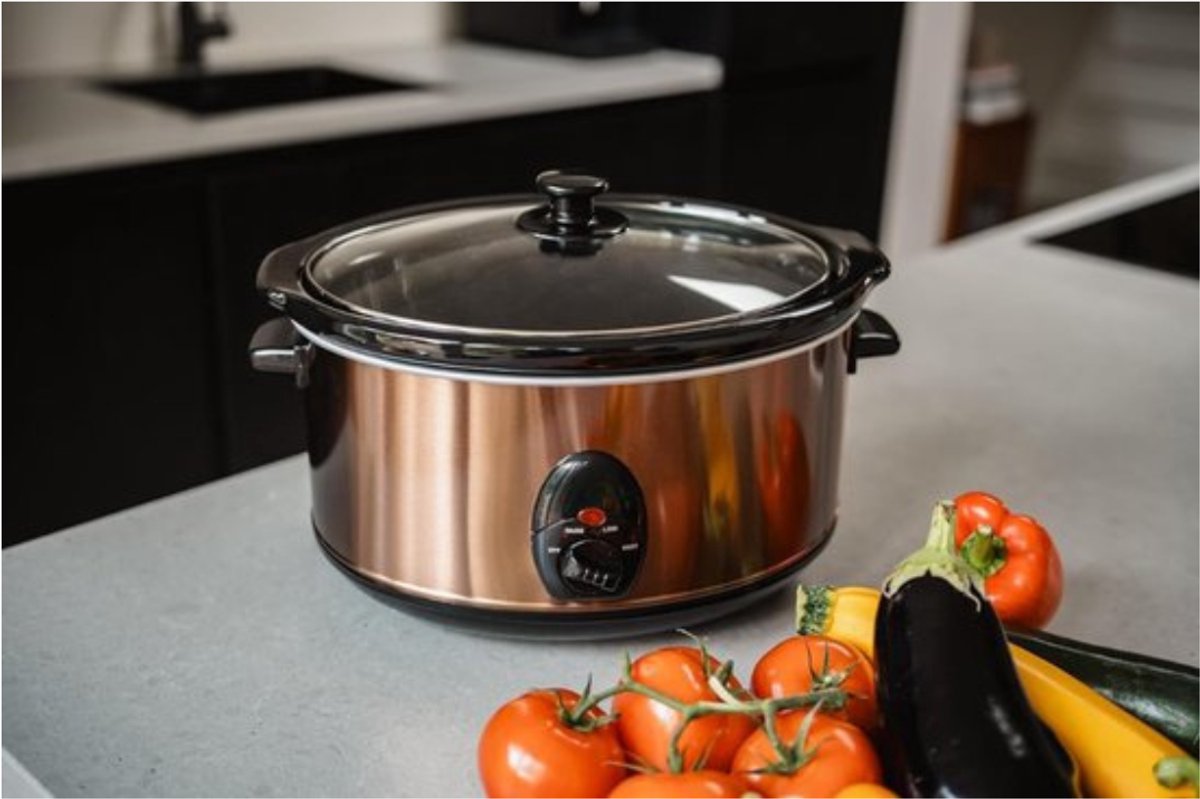 Thuys - Slowcooker met Timer Koper 6,5L - 4 Standen - Keep Warm - Keramische Binnenpan - 320W - voor Stoofpotten en Gezinsmaaltijden – foto 2