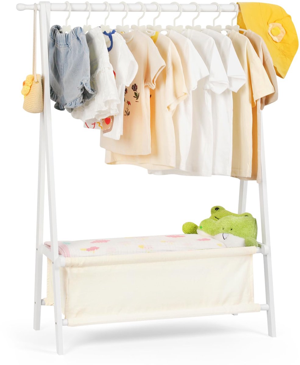 Kinderkledingrek met opslag, aankleedrek, kinderkleding, klein kledingstuk, voor kostuum, bamboe (wit)