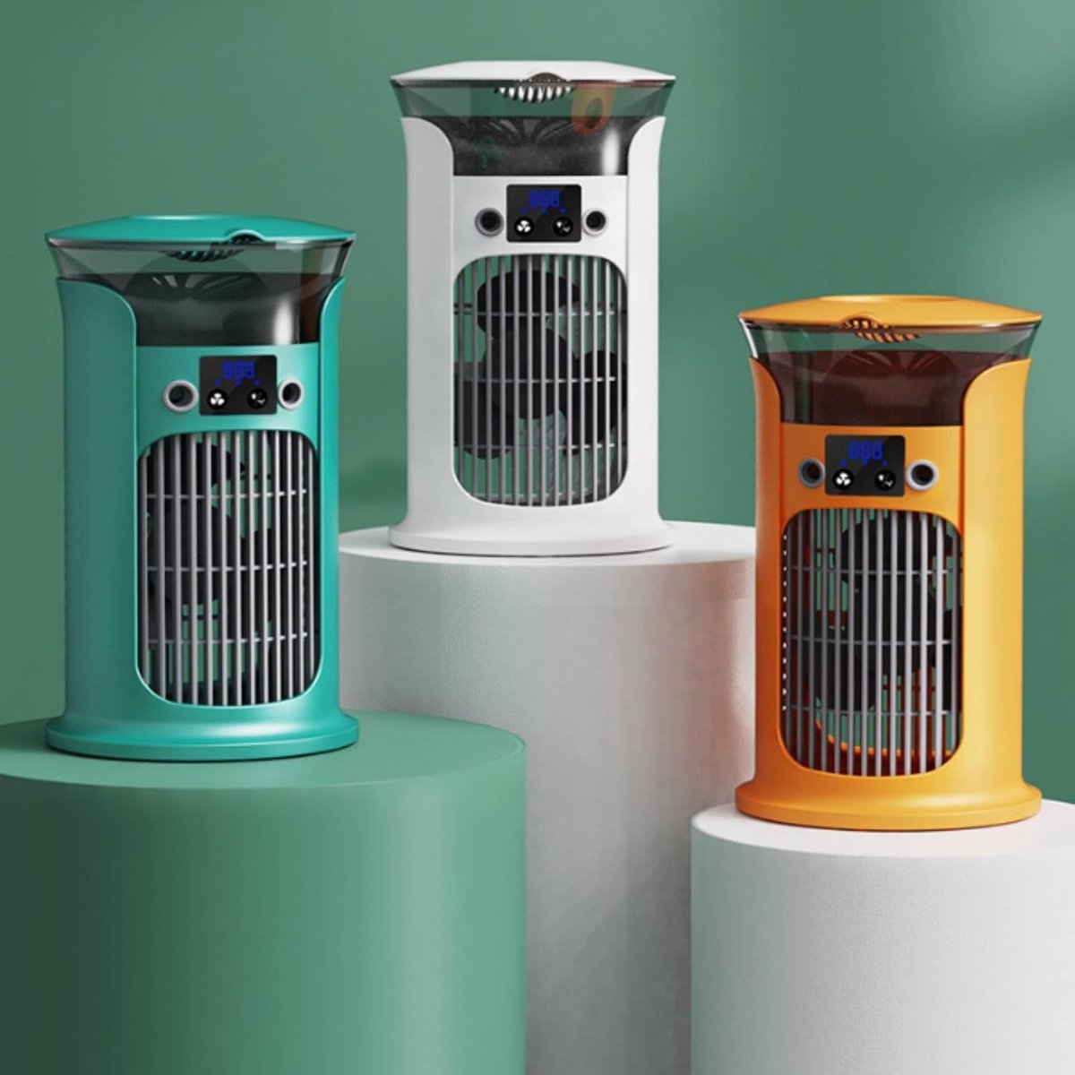 Mobiele Airco - 3-in-1 - 400ml - Kleine Airconditioning zonder Afvoer Slang - Draagbare Ventilator - 50 dB - 3 Functies & Snelheden - 90° Oscillatie - Luchtbevochtiger - Slaapkamer Kantoor Woonkamer - Blauw – foto 4