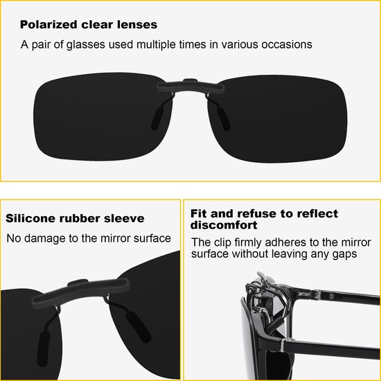 Stuks zonnebrilclips, gepolariseerde clip-on zonnebrillen, opzetbril, voor outdoor, autorijden, vissen, fietsen (5 modellen) — afbeelding 2