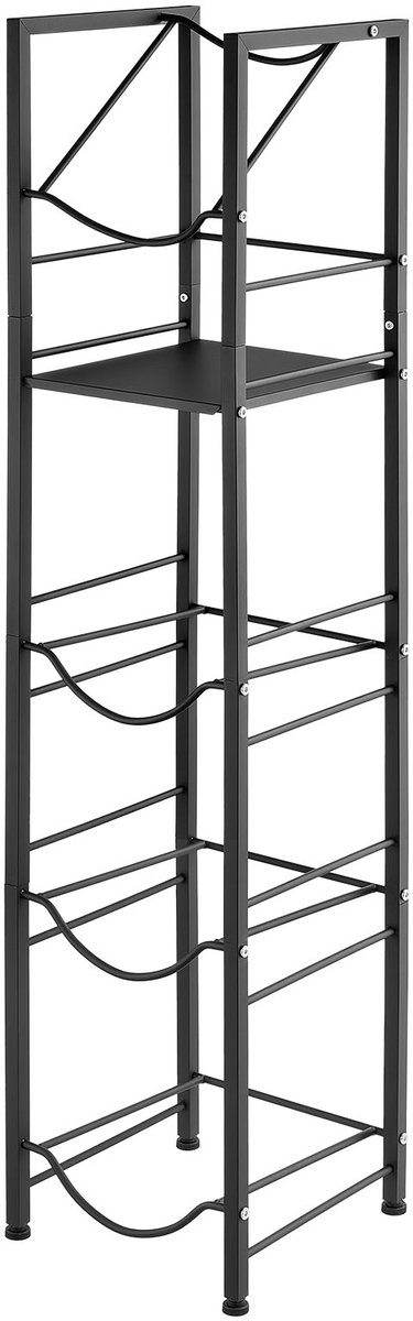VEVOR Waterkanhouder, 5 Lagen, voor 4 Waterflessen, Waterkanrek met Opbergvak, Waterdispenserrek, Waterflessenrek, Watercontainerrek voor Keuken, Kantoor en Woonkamer, Zwart — afbeelding 2
