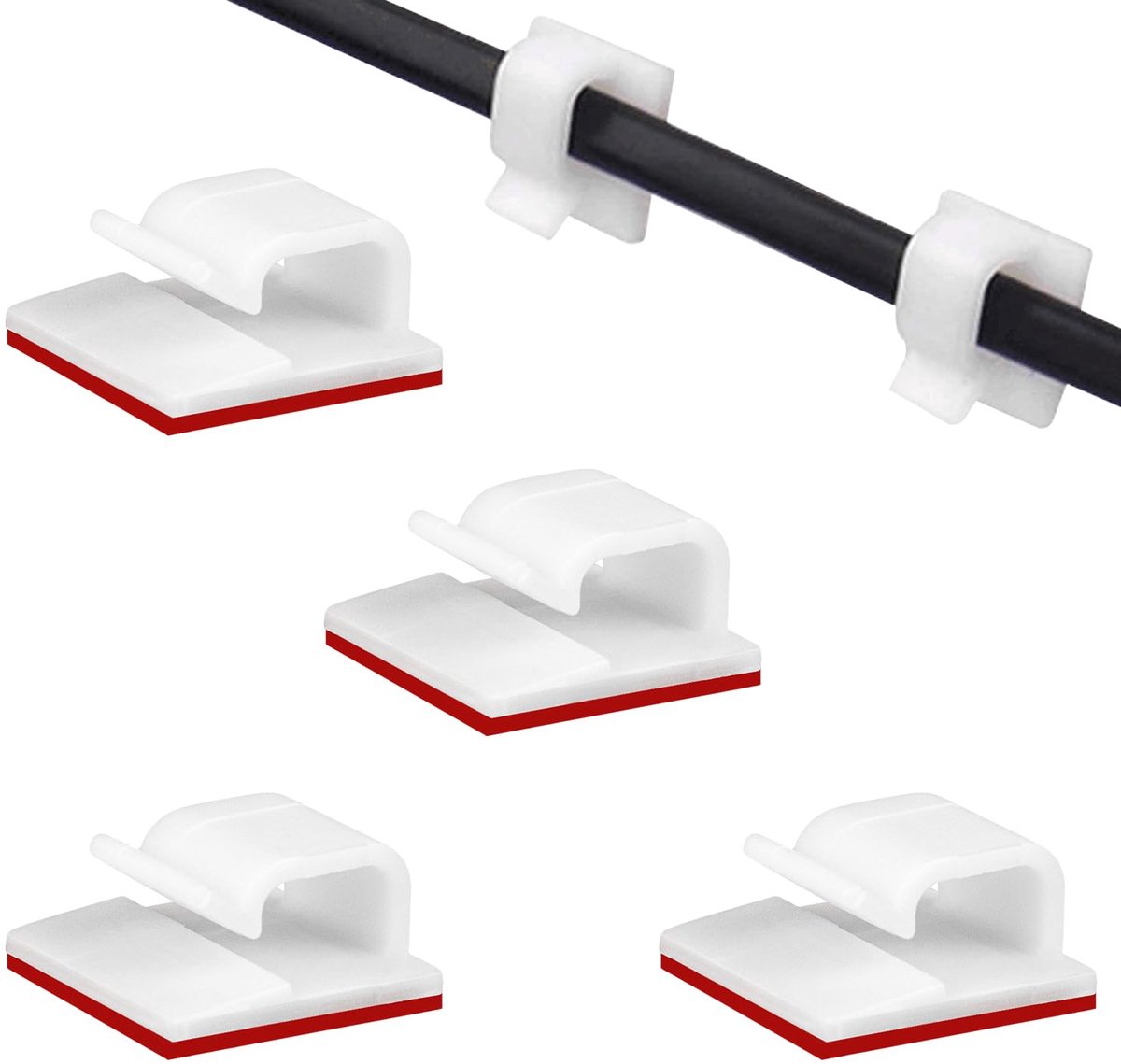 50 stuks zelfklevende kabelmanagementclips, kabelorganisatoren kleverige draadclips koordhouder voor tv, pc, laptop, Ethernet-kabel, desktop thuiskantoor (wit)