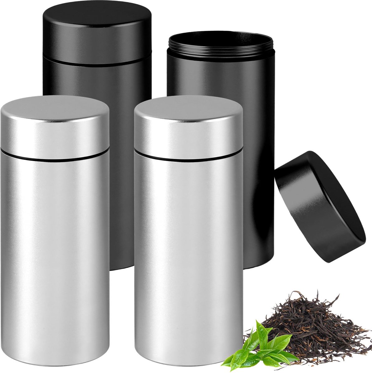 Opbergpotten, geurdichte blikjes, theepotten voor losse thee, luchtdichte containers, ronde metalen containers voor specerijen/thee, multifunctionele opbergcontainers voor