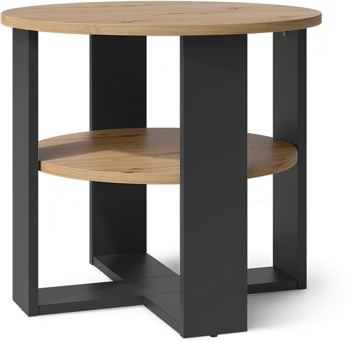 Vicco Salontafel Romeo, Antraciet/Artisanaal eiken, 53 x 53 cm