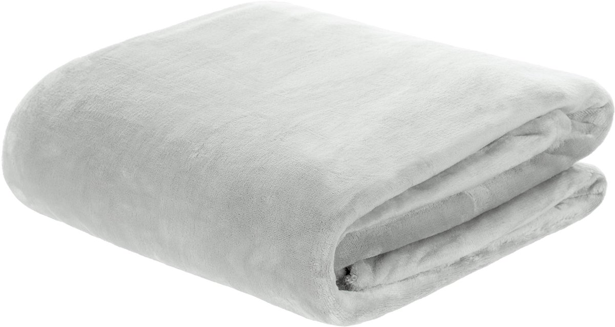 Flanellen deken Supersoft knuffeldeken sprei woondeken - Uni - 180 x 220 cm (180 x 220 cm, lichtgrijs)