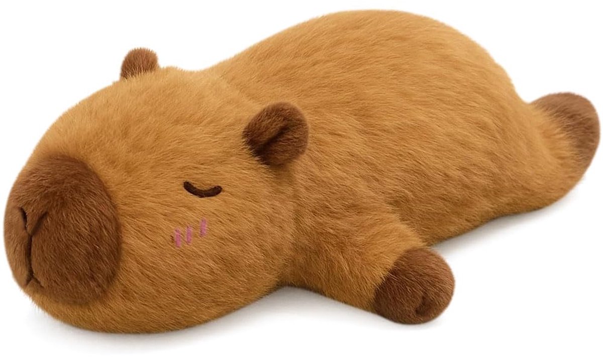Knuffelkussen, 48 cm, zacht capibara-kussen, lang Capy-bara-kussen, voor woondecoratie kinderen