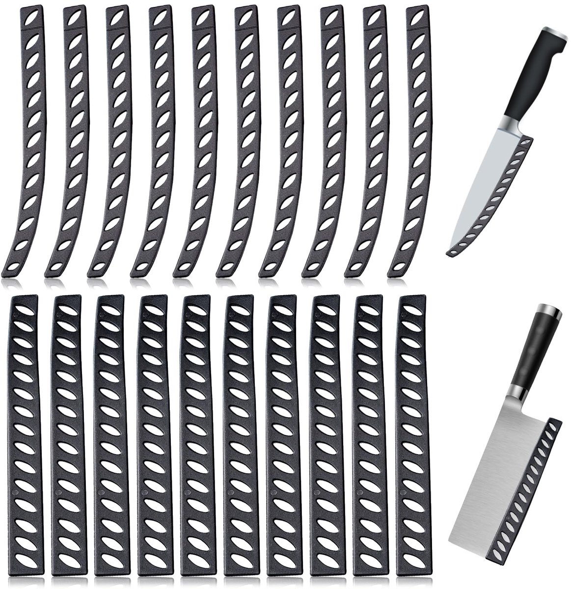 20 stuks messenbescherming, messenbeschermer, universele messensbeschermhoes, kunststof, lemmetbescherming, messenrandbescherming, set keukenmessen, beschermhoes voor messen, fruitmes, koksmes