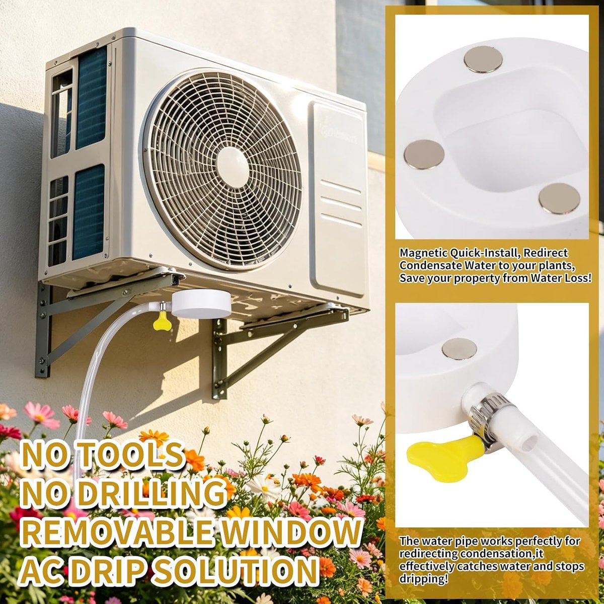 Magnetische Afvoerslang voor Airco - Condensaatslang - Magnetische Bevestiging - 1 Magnetische Aftapadapter, 1 Doorzichtige PVC-Slang Van 12 Voet - Transparant - Voor Raamairco's en Mini-Split-Units thumbnail 3