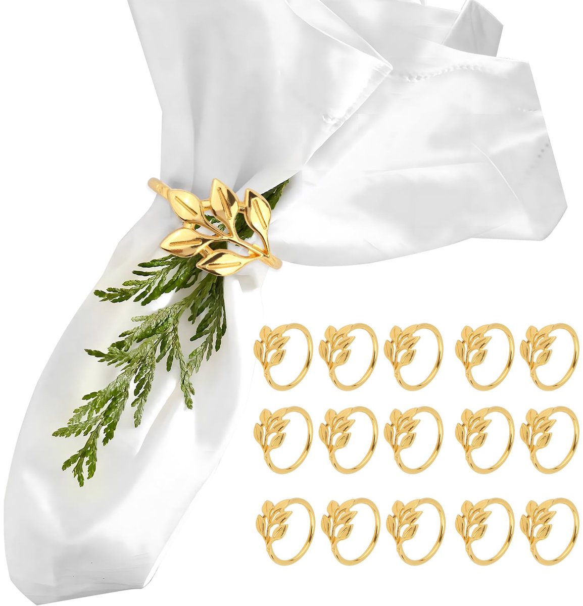 Servetringen goud, metalen servettengespen, bladeren servettenhouders, elegante servettengespen, napkin ringen voor Thanksgiving huwelijksfeest familiediner Pasen tafeldecoratie