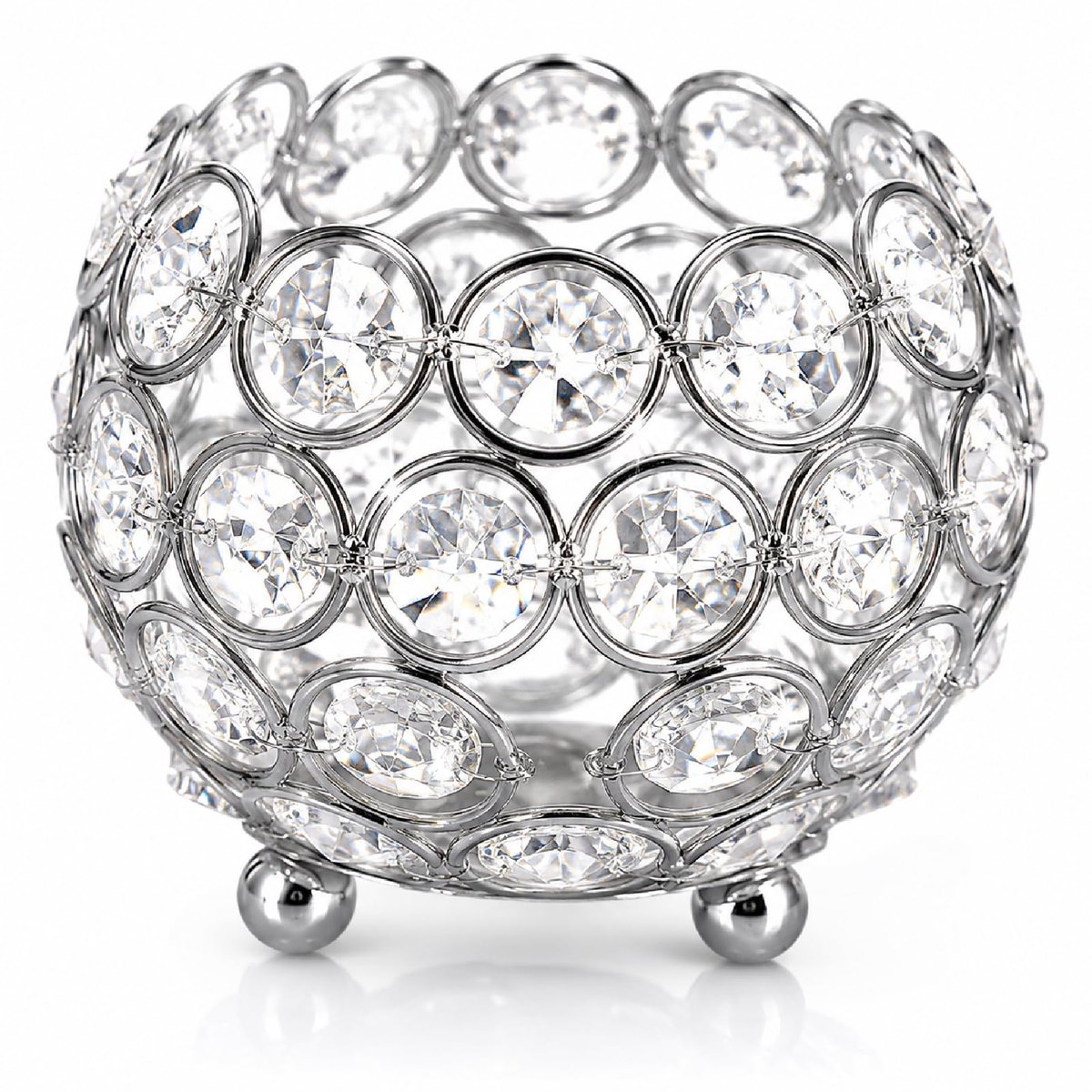 Theelichthouder Zilver/Goud, Kristal Kaarsen Houders voor Bruiloften Aromatherapie Feestartikelen (10cm-Zilver)