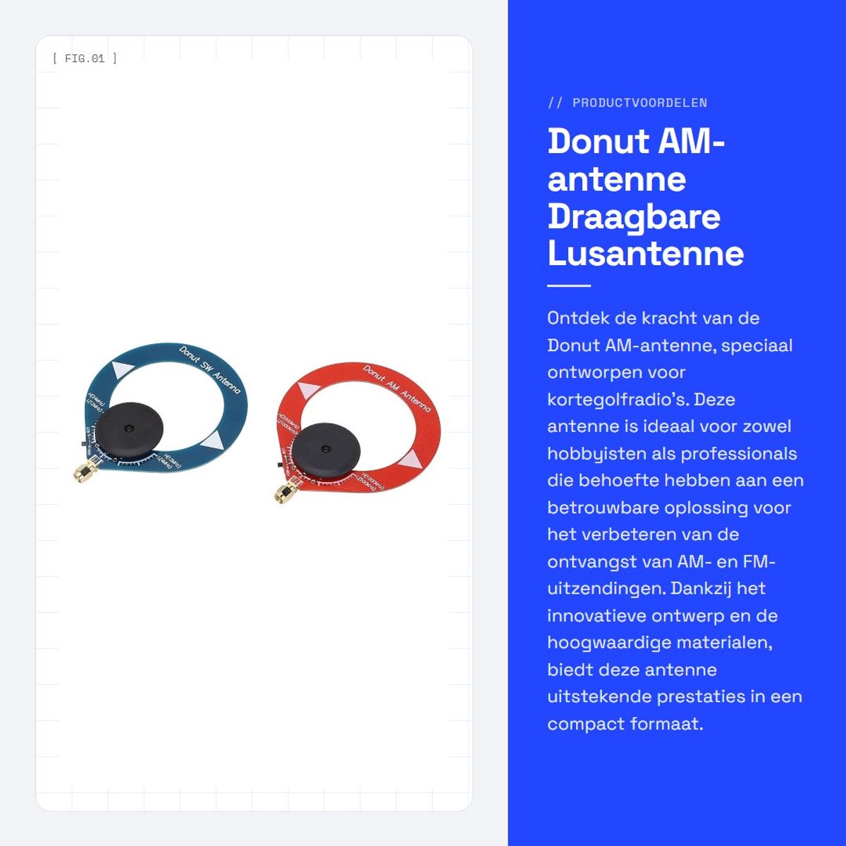 Dailygoods- Donut Antenne 2 Stuks - Draagbare Lusantenne - Verbeterde Ontvangst - Geschikt voor FM/SW-Radio's - Duurzaam PCB-Materiaal - Eenvoudige Montage - Radioantenne