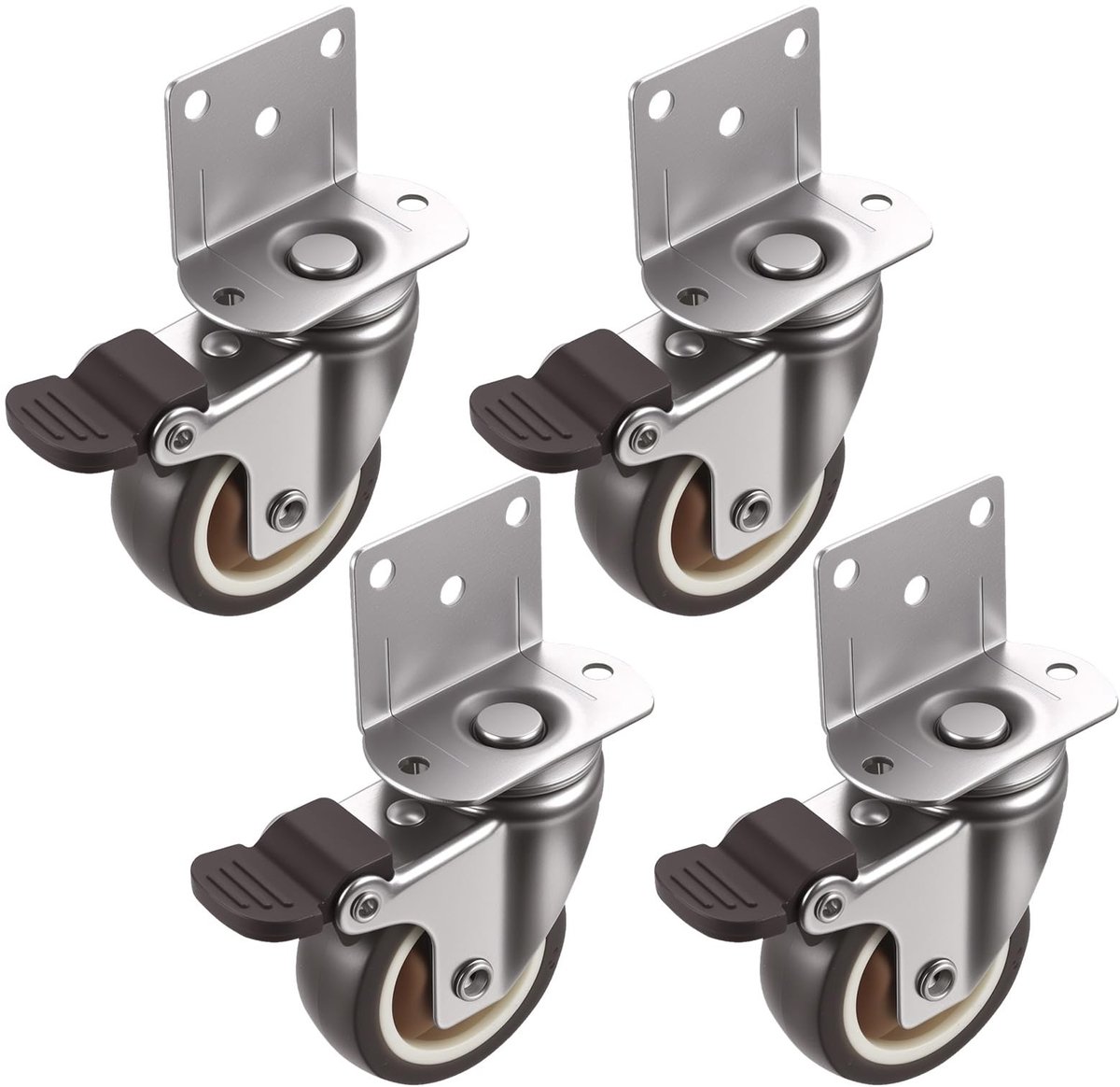 Dailygoods- Meubelwielen set van 4 - Zware zwenkwielen met rem - 360° draaibaar - Belastbaar tot 120 kg - Hoogwaardig metaal en TPE - Eenvoudige installatie met schroeven