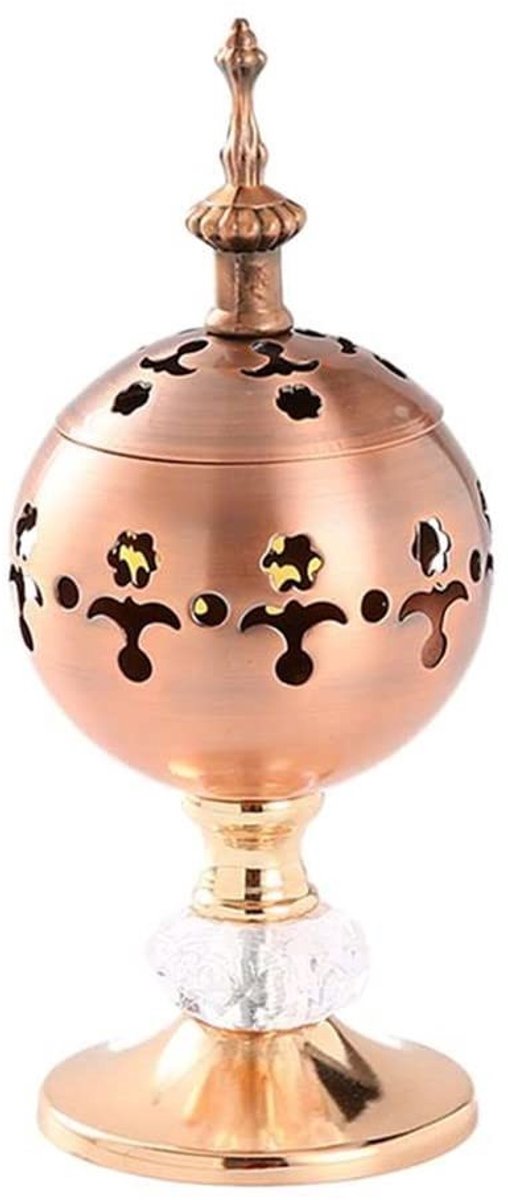 Dailygoods- Wierookbrander Hoogwaardige Metalen Decoratieve Bakhoor - Wierookhouder - Kandelaar - Veilig Gebruik - Handgeschilderd Patroon - 8x19 cm